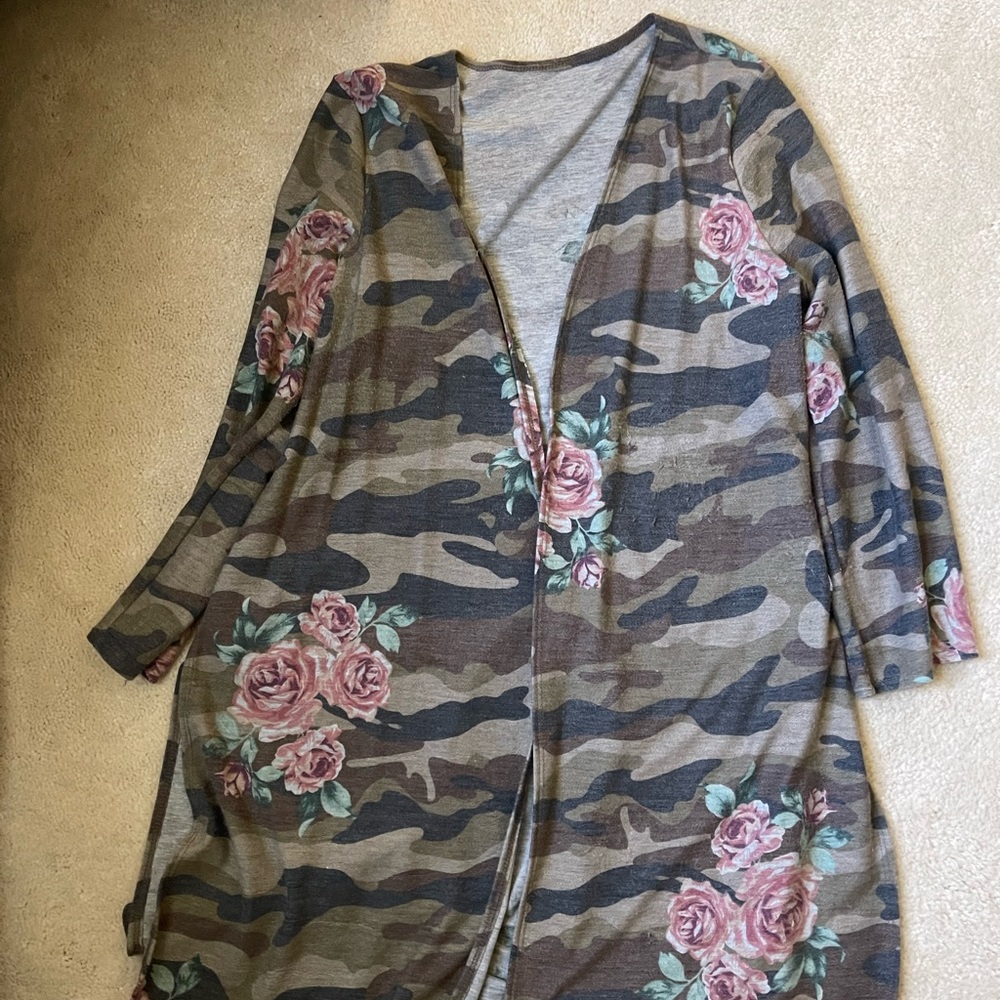 Camo and Roses Cardigan